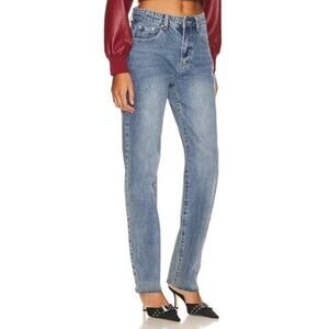 Superdown Dylan Straight Leg Jeans Size 25 High Rise Raw Hem